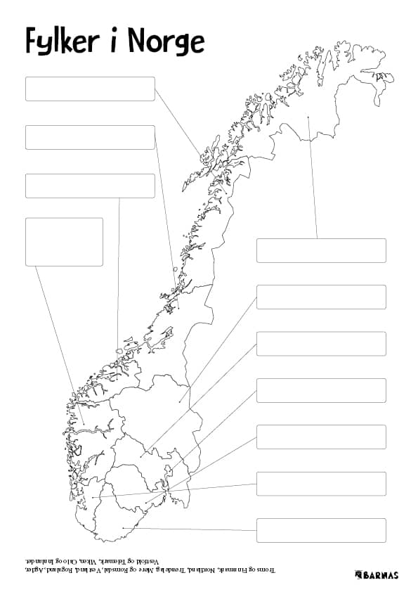 Fylker i Norge, oppgaveark